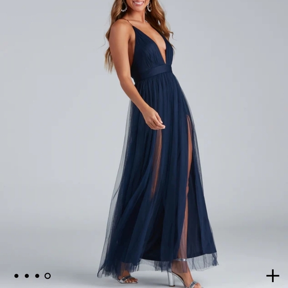 Windsor Elizabeth Pleated Tulle Maxi Dress - Picture 3 of 13